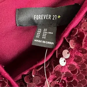 NWT Forever 21 Romper Womens 2X Wine Red Sequin V-Neck NYE‎ Vegas Holiday Glam thumbnail 6
