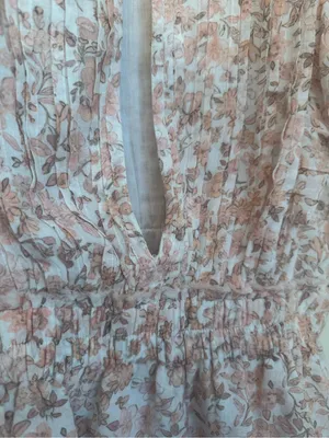 LoveShackFancy Natasha Mini Dress Size Medium Vanilla Foam Pink Floral Ruffle thumbnail 10