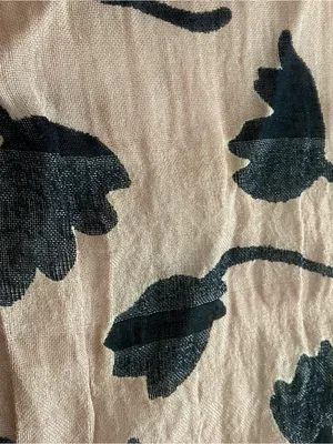 LOFT Pink/ Mauve with Black Floral Print Oblong Scarf thumbnail 9