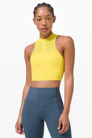 Lululemon Unleash Strength Bra Medium Support Yellow Serpentine Sports Bra thumbnail 1