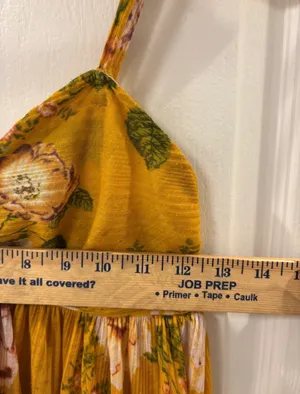Free People Mirage Boho High-Low Tunic Twist-Front Raw Edge Floral Yellow Cami S thumbnail 5