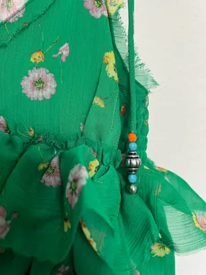 Floral summer dress short Green thumbnail 3