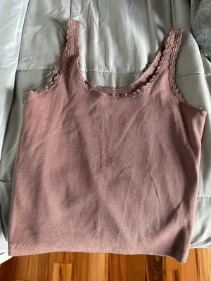 Wild Fable Mauve Lace Sided Tank Top thumbnail 1
