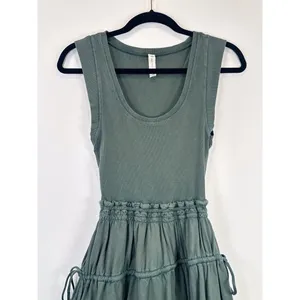 Anthropologie Daily Practice Mini Dress Green Bubble Ribbed Tank Stretch 2XS XXS thumbnail 7