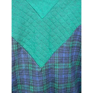sweatshirt plaid chevron quilted green navy shoulder pads 1980s thumbnail 4