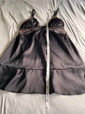 SEXY Satin & Lace Silky Black Lingerie Sleep Dress Auden Women’s Slip Sz S NWT thumbnail 7