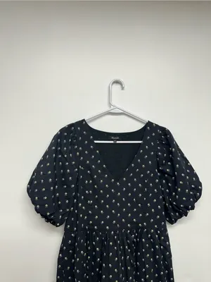 Madewell V-Neck Puff-Sleeve Mini Dress in Floral Ikat - NEW thumbnail 6