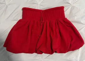 Zara Bold Red Textured Bubble Skirt thumbnail 1