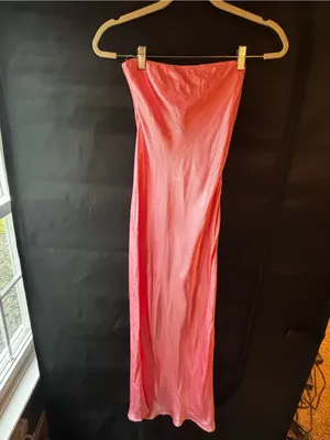 SNDYS Pink Satin Strapless Maxi Dress, NWT thumbnail 3