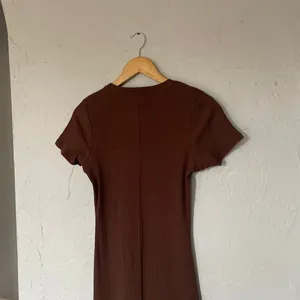 Cotton On Chocolate Brown T shirt Ribbed Maxi Dress Minimalist Basic Casual sz M thumbnail 8