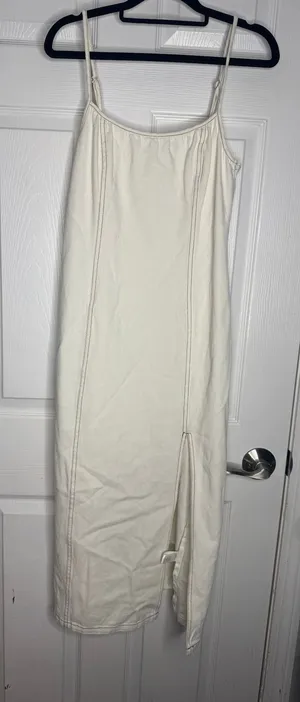 LE LIS Cream Denim 100% Cotton Tank Midi‎ Dress Size M thumbnail 1