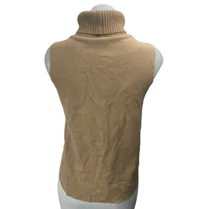 Zara Women's Tan Khaki Knit Sleeveless Turtleneck Tank Vest Sweater Top Size M thumbnail 2