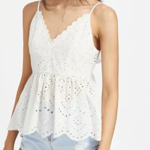 ✨ HP✨Bow Back Eyelet Embroidered Peplum Cami✨ White Size L thumbnail 5