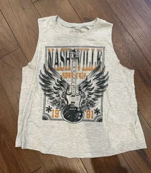 Nashville Road Trip Graphic Muscle Tee - Light Gray Medium - C72-056 thumbnail 1