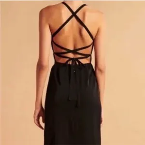 NWT Abercrombie‎ & Fitch Criss Cross Back Midi Dress in Black Size Large thumbnail 11