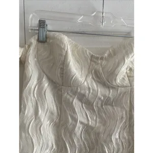 ASOS Wave Jacquard Puff Sleeve Mini Dress Size 6 Ivory Bridal Rush Sorority thumbnail 3