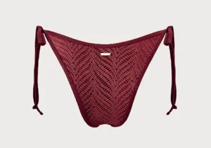 BERLOOK Burgundy Crochet Halter Triangle TOP AND Burgundy Crochet Tie Bottom 52 thumbnail 10