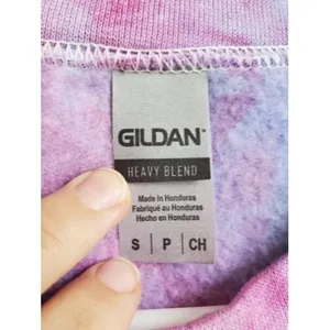 Gildan Sweatshirt Womens Small Tie Dye Pink Cotton Blend Long Sleeve Pullover thumbnail 2
