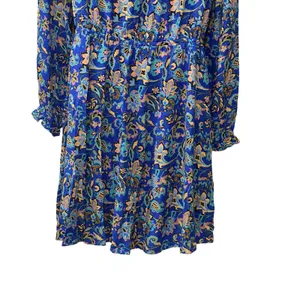 Daniel Rainn Blue Paisley Floral Tiered Mini Dress D52619GCD NWT Medium thumbnail 5