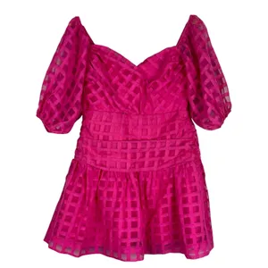 Hello Molly Gal Pal Mini Dress Pink Puff Sleeve Girly Feminine Coquette Size L thumbnail 2