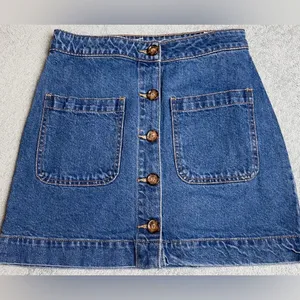 Free People We The Free Mini Skirt Womens 25 Denim Button Front Super High Rise thumbnail 1
