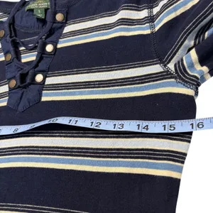 Vintage LRL Lauren Jeans Co Ralph Lauren Striped Lace Up 3/4 Sleeve Top Women S‎ thumbnail 6