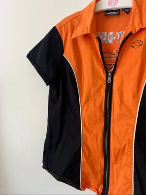 Harley Davidson Zip Up Front Top Woman’s Size Large Y2K 11/2009 thumbnail 2