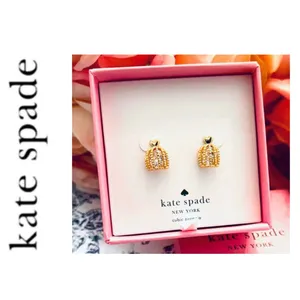 NWT Kate Spade Cubic Zirconia Gold Plated Bird Cage Stud Earrings thumbnail 3