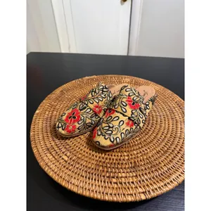 Free People At Ease Loafer Mules Yellow Floral Embroidered Sequin Flats Size 36 thumbnail 2