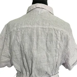 Hill House Size Large Linen The Laura Dress Lilac Stripe $165 thumbnail 9
