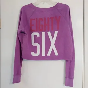 PINK VS Purple Long Sleeve Cropped Sweatshirt thumbnail 2