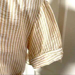 Zara yellow and white striped short sleeve crop top thumbnail 7