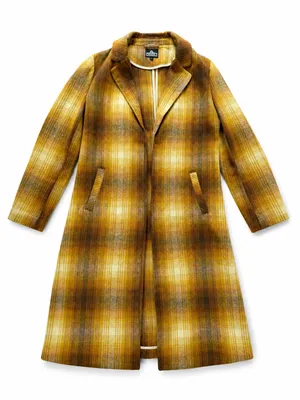 Angie Yellow and Brown Plaid Trench Coat thumbnail 1
