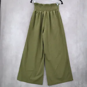 Green Wide Leg Boho Comfy Pull On Straight Leg High Rise Trousers Pant S Small‎ thumbnail 3