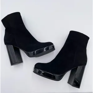Jeffrey Campbell Mary Kate Ankle Platform Booties Black Suede Size 7 Free People thumbnail 11