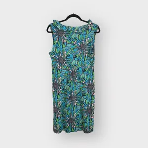 Lilly Pulitzer Clare Dress Blue Green Floral Ruffle Sleeveless Midi Size Large thumbnail 3