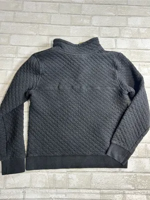 Patagonia Organic Cotton Quilted Snap Pullover in Dark Gray with Olive Accents thumbnail 2