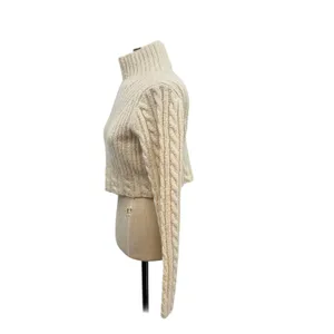 & Other Stories Cable Knit Sweater‎ Cropped Wool Blend Cream Ivory Size Small thumbnail 7