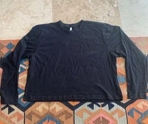 Crew neck long sleeve shirt cotton Los Angeles Apparel crop top thumbnail 1