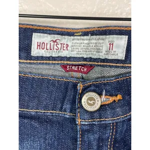 Hollister Size 11 Denim Micro Mini Shorts Dark Wash Low Rise Stretch Casual thumbnail 3