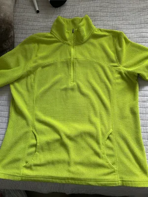 Tek gear Y2K Vtg bright chartreuse grid fleece quarter zip pullover XL thumbnail 8