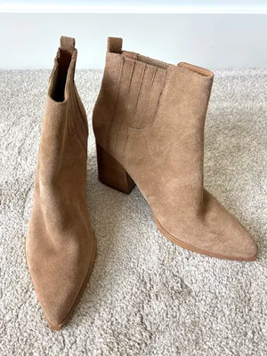 Marc Fisher LTD Oshay Brown Suede Leather Booties Pointed Toe Block Heel thumbnail 3