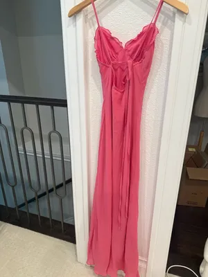 Ownley Pink Ruffle Tie Back Maxi Dress Size S thumbnail 3