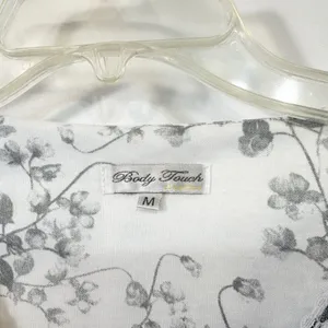 Body Touch Medium Pajama Set‎ White Gray Floral Long Sleeve Lounge Feminine 367 thumbnail 12