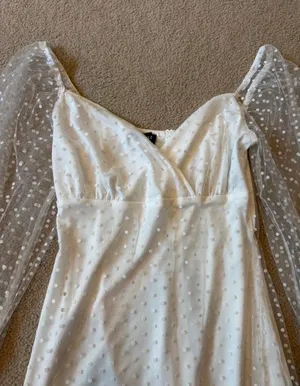 White Sheer Polka Dot Dress thumbnail 2