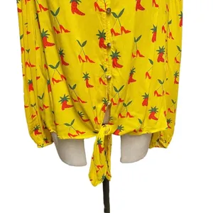 Anthropologie Kendra Dandy‎ Dreamer Top Blouse Button Strawberry Yellow Size 14 thumbnail 3
