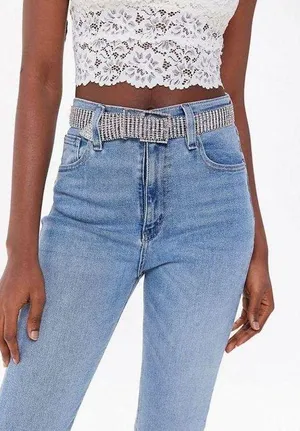 Urban Outfitters Glittery Sparkle Silver Zoe Statement Rhinestone Belt thumbnail 3