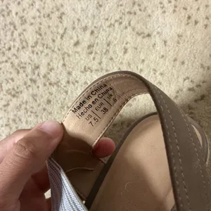 Market & Spruce Womens 7.5‎ Striped Elastic Espadrille Wedge Sandals Taupe Blue thumbnail 3