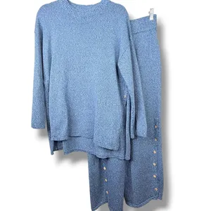 NEW Free People Free-est Blue Sea Combo Cotton Button 2 Piece Wide Leg Set XS thumbnail 2