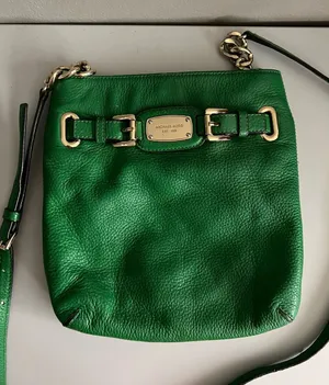 Michael Kors Hamilton Kelly Green Pebbled Leather Crossbody Bag Gold Hardware thumbnail 1